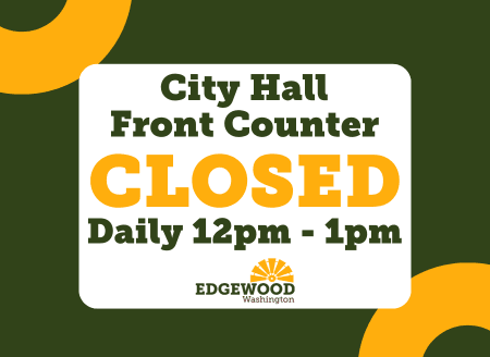 City Hall Front Counter closed daily 12-1